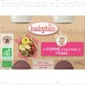 BABYBIO Fruits - Petits pots Pomme / Fraise d&egrave;s 6 mois 2x130g