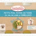 BABYBIO Repas du Midi - Petits pots Petits pois, Pomme de terre du Val de Loire, Cabillaud d&egrave;s 8 mois 2x200g