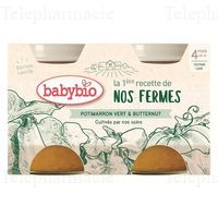BABYBIO L&eacute;gumes - Petits pots Potimarron vert & Butternut 2x130g d&egrave;s 4 mois