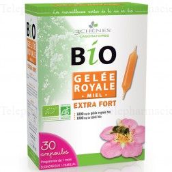 LES 3 CH&Ecirc;NES Gel&eacute;e royale miel bio x30 ampoules