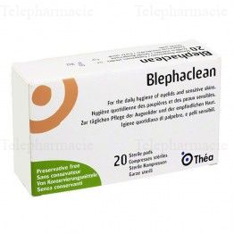 BLEPHACLEAN Compresses st&eacute;riles impr&eacute;gn&eacute;es hygi&egrave;ne des paupi&egrave;res - Bo&icirc;te de 20