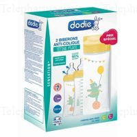 DODIE Biberon Sensation+ anti-colique t&eacute;tine plate 330ml Duo jaune