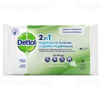 DETTOL Lingettes Hygi&eacute;niques 2 En 1 12 Unit&eacute;s