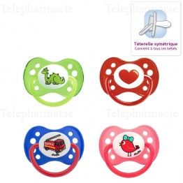 Sucette anatomique silicone avec anneau collection dessin 6 mois et plus x2