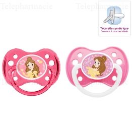 Sucettes anatomiques en silicone collection princesse belle 6 mois et plus x2