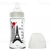 DODIE Biberon Sensation+ en verre anti-colique t&eacute;tine plate 270ml Paris