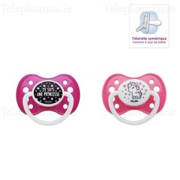 Sucette anatomique silicone avec anneau collection girly 6 mois et plus x2