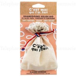 C'EST MOI QUI L'AI FAIT Shampooing Solide Bio &agrave; l'Aloe-Vera "P&eacute;ch&eacute; de gourmandise" 65g