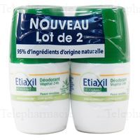 ETIAXIL D&eacute;odorant v&eacute;g&eacute;tal 24h peaux sensibles roll-on Lot de 2 roll-on 50 ml