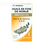 ARKOPHARMA Arkogelules - Huile de foie de morue Flacon de 220 g&eacute;lules