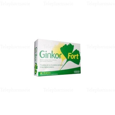 GINKOR fort jambes lourdes et crise h&eacute;morro&iuml;daire Bo&icirc;te de 30 g&eacute;lules