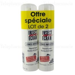 INSECT ECRAN Zones infest&eacute;es - R&eacute;pulsif cutan&eacute; Lot de 2 * 100 ml