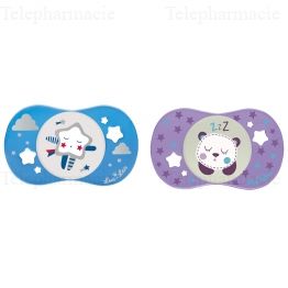 LUC ET LEA Sucette sym&eacute;triq +6mois c&eacute;lestin