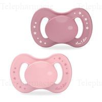 LUC ET LEA Sucette anatomique V&eacute;g&eacute;tale 6 - 18mois lot de 2 Rose