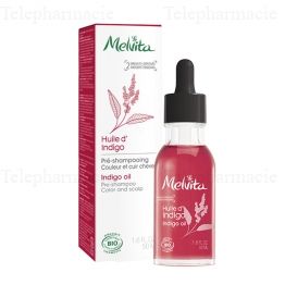 MELVITA Indigo - Huile pr&eacute;-shampooing couleur et cuir chevelu bio 50ml
