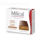 MILICAL Barres minceur hyperprot&eacute;in&eacute;es go&ucirc;t caramel x 6