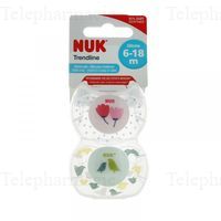 NUK Trendline lot de 2 sucettes fille physio 6 - 18 mois