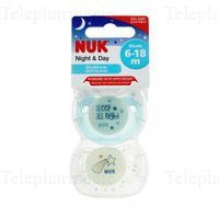 NUK Night & Day lot de 2 sucettes fille physio 6 - 18 mois