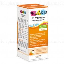 PEDIAKID Sirop 22 vitamines & oligo-&eacute;l&eacute;ments 250ml go&ucirc;t orange abricot