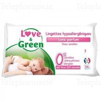 LOVE&GREEN Lingettes &agrave; l'eau x56