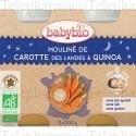 BABYBIO Repas du Soir - Petits pots moulin&eacute; de carotte des Landes, quinoa d&egrave;s 8 mois 2x200g
