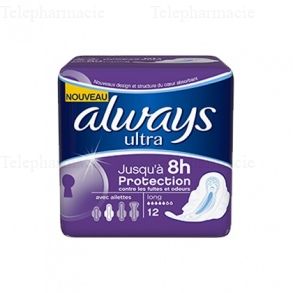 Serviettes hygi&eacute;niques Ultra Long avec ailettes - 12 serviettes