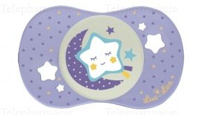LUC ET LEA Sucette silicone sym&eacute;trique 0+ mois Etoile Sp&eacute;ciale nuit