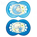 MAM Duo sucettes +6 mois anatomiques nuit silicone REF 23