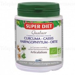 SUPERDIET Quatuor articulation bio flacon 150 g&eacute;lules