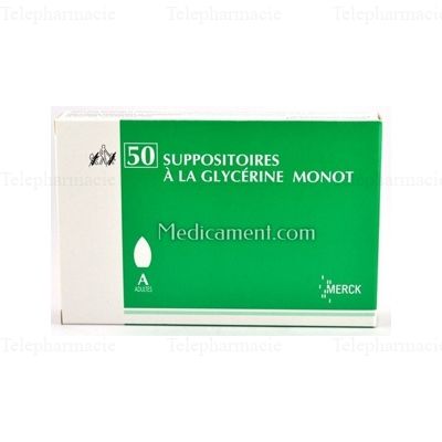 MERCK Suppositoires &agrave; la glyc&eacute;rine monot adultes Sac de 50 suppositoires