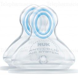 T&eacute;tines physiologiques silicone transparentes first choice ventil&eacute;es air system 6 mois et plus pack de 2