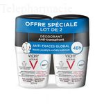 VICHY HOMME D&eacute;odorant anti-transpirant 48h lot de 2 x50ml
