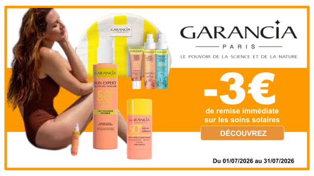 TEST GARANCIA -3&euro; de remise imm&eacute;diate sur les soins solaires